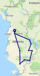 Route of the Authentic South Albania circuit by Experience Albania, your incoming agency